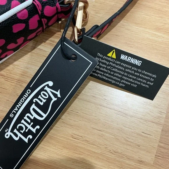 NEW Von Dutch HOT Pink Cheetah Print Shoulder Bag Detachable Chain Wrench Charm - Picture 8 of 11
